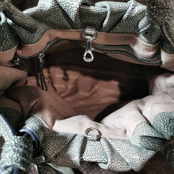 Olive/Cream/Silver Stingray Calfskin Satchel EUC #266 - Picture 7 of 15